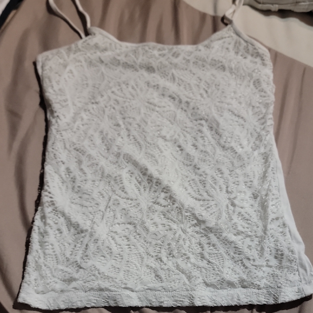 Aeropostale White Lace Camisole Top